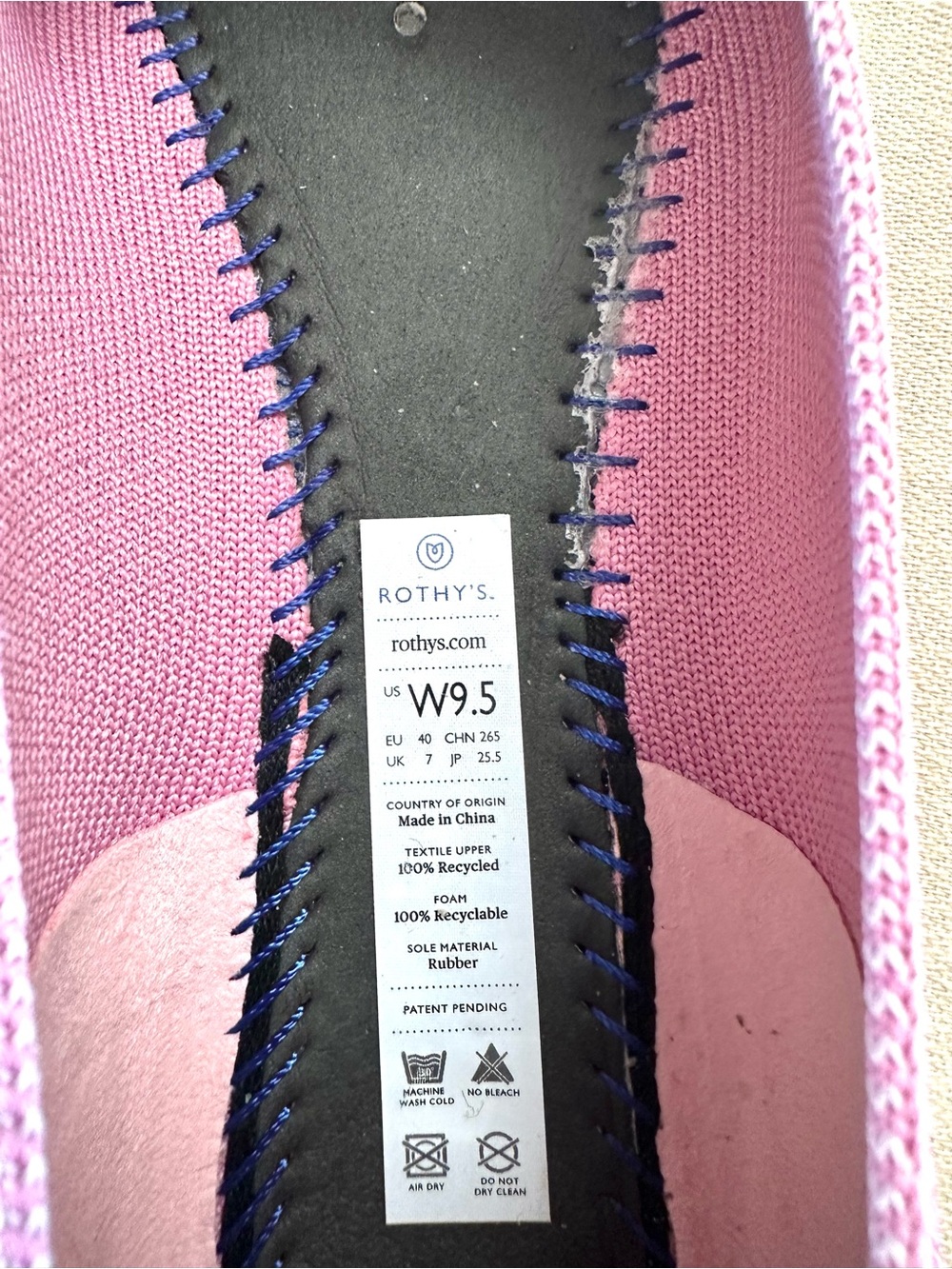 Rothy’s The Flat Pink Knit Ballet Flats Size 9.5 Washable - Picture 6 of 6